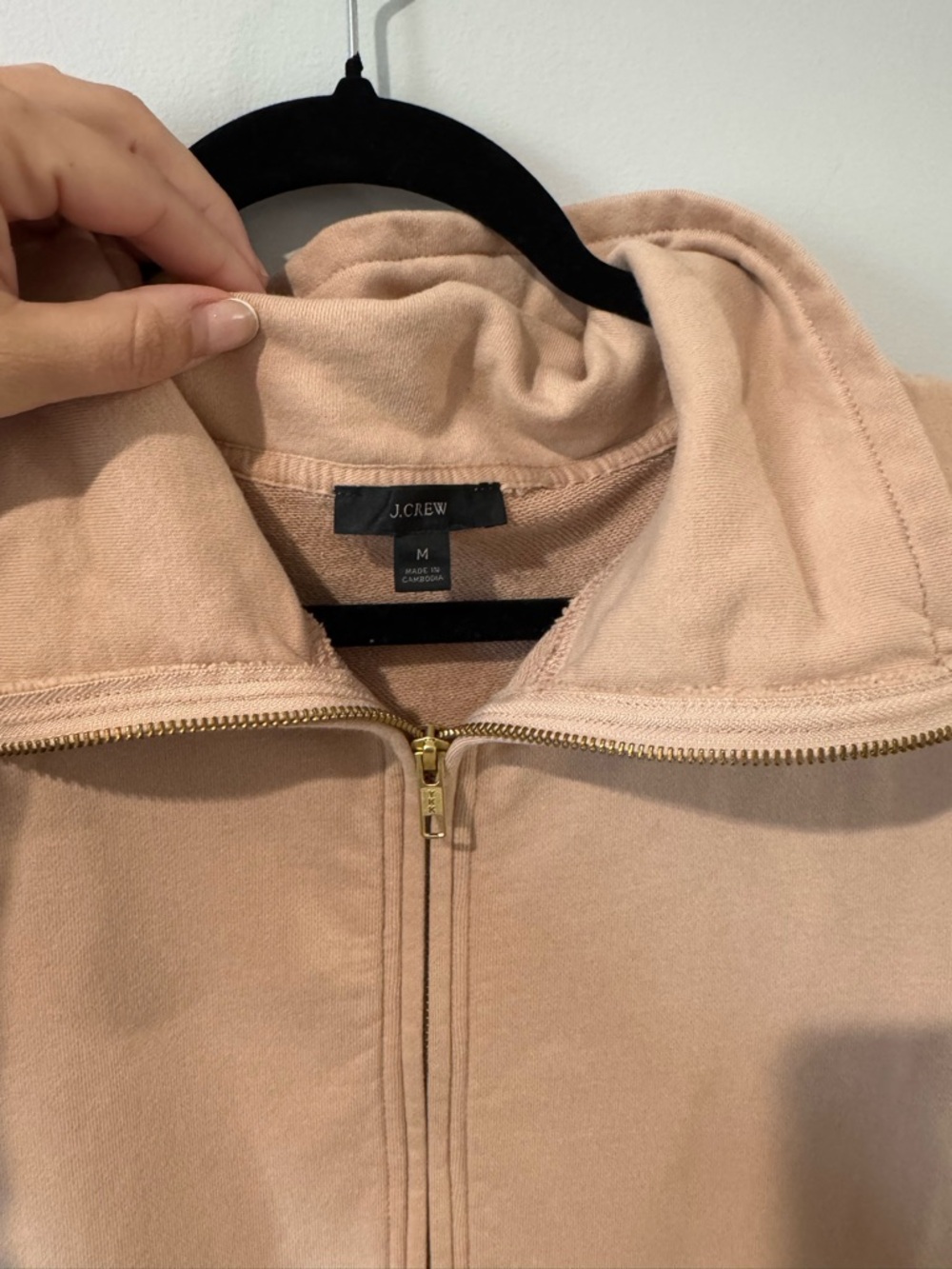 J.CREW Sweater Tunic Women's Medium Beige Half Zip University Terry Long - Picture 3 of 5